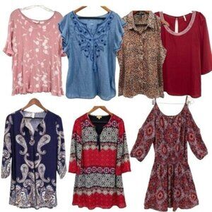 Boho Blouse Top and Dress Bundle Lot Women’s Size Medium